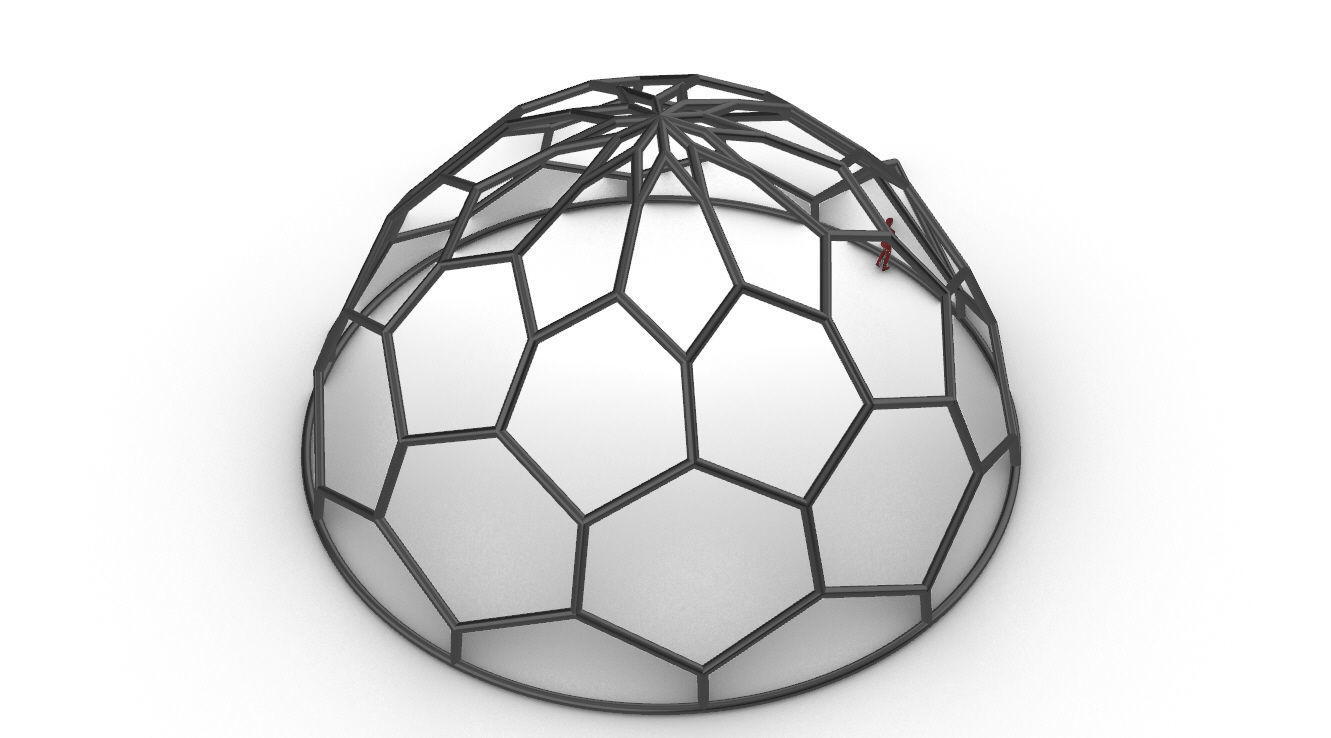 Hexagonal Dome structure Wireframe with Entry 3D model_61
