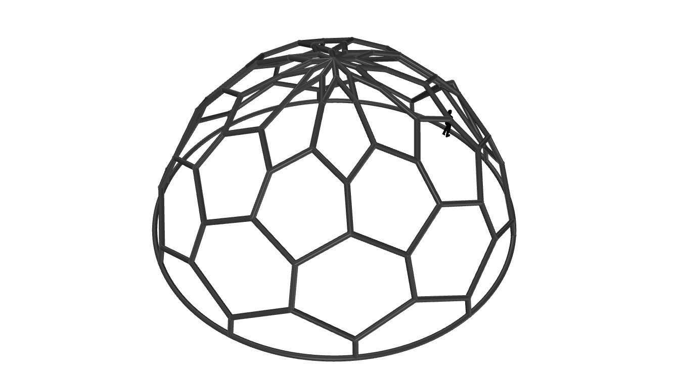 Hexagonal Dome structure Wireframe with Entry 3D model_116