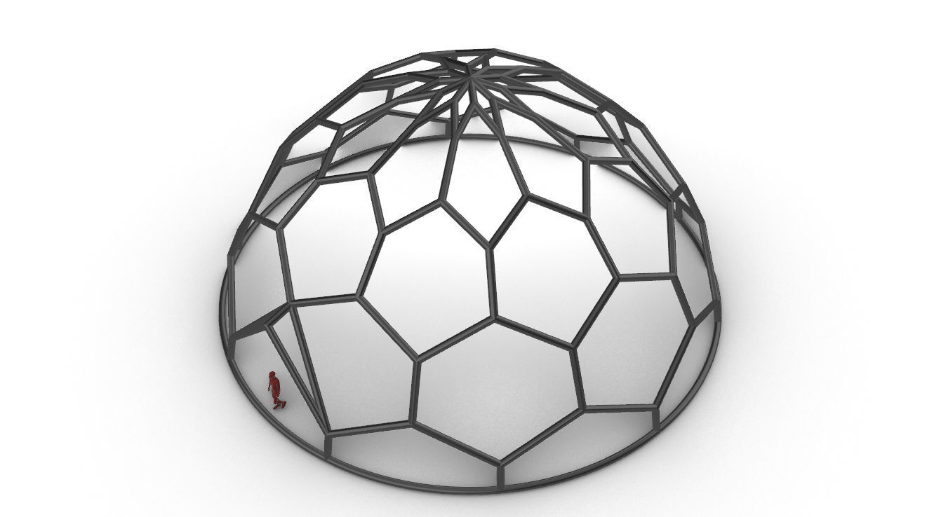Hexagonal Dome structure Wireframe with Entry 3D model_84