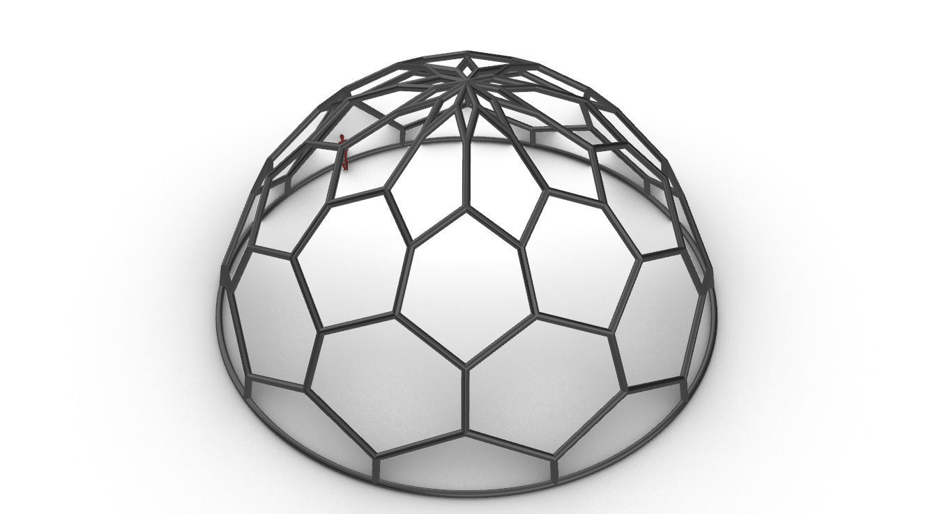 Hexagonal Dome structure Wireframe with Entry 3D model_82