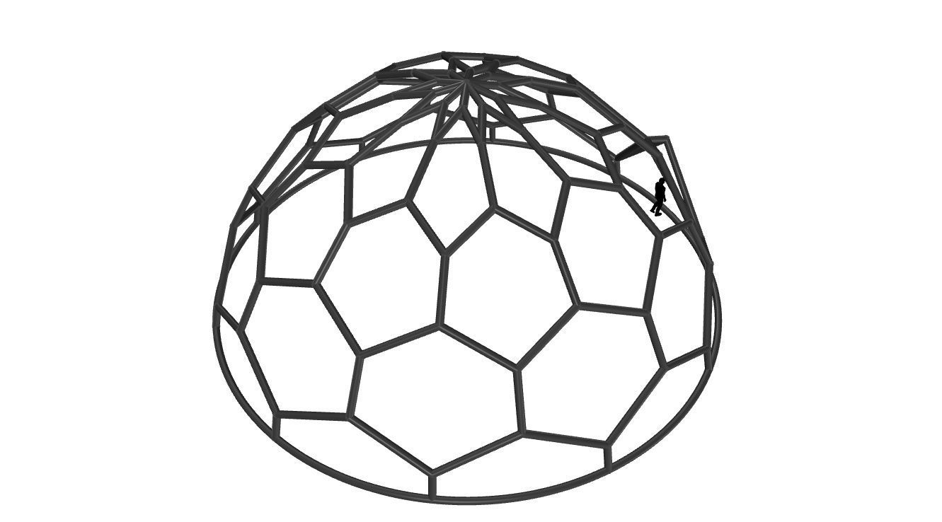 Hexagonal Dome structure Wireframe with Entry 3D model_119