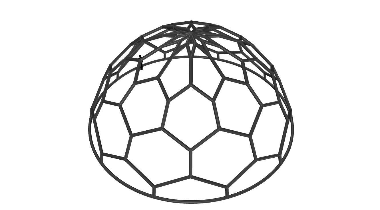 Hexagonal Dome structure Wireframe with Entry 3D model_49