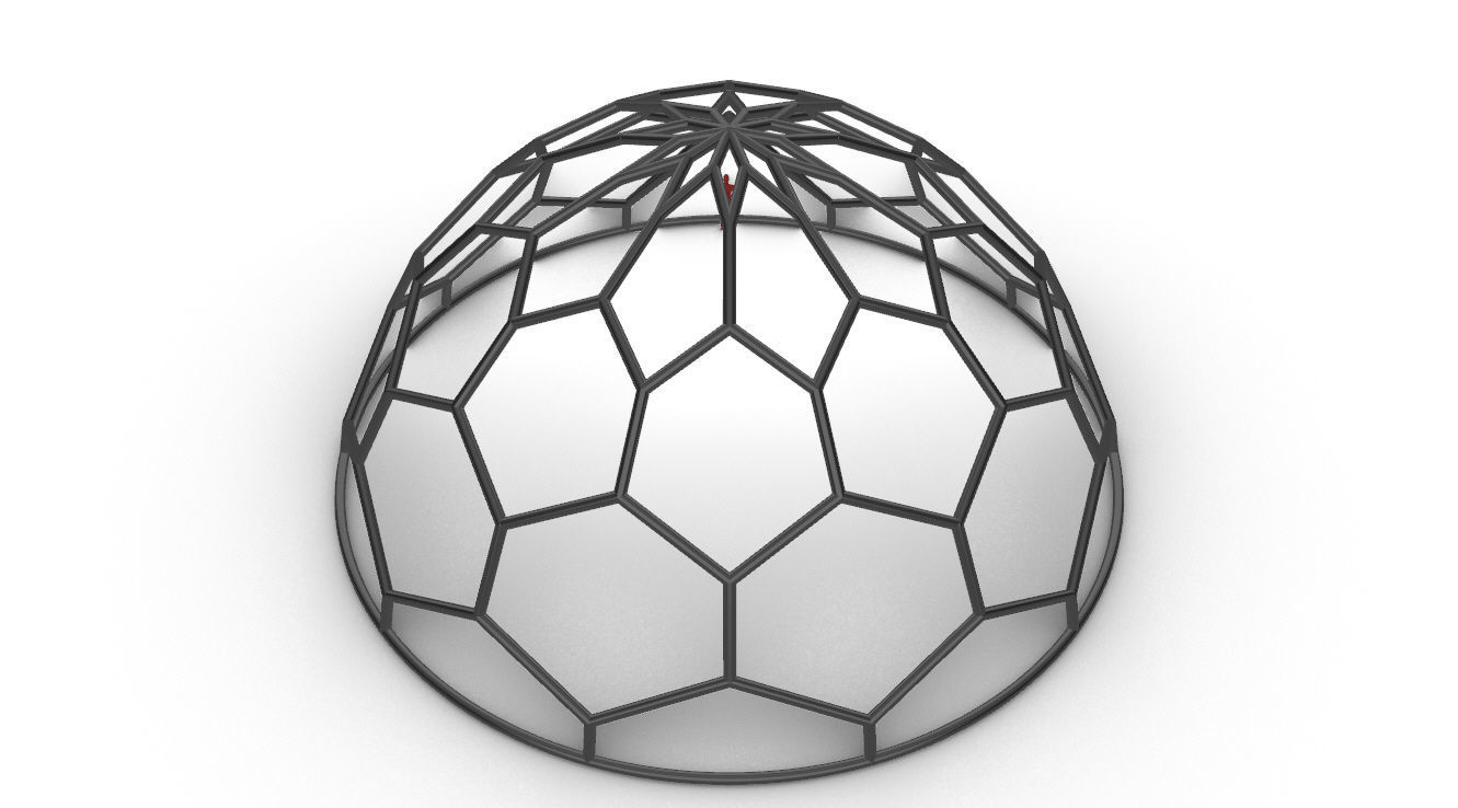 Hexagonal Dome structure Wireframe with Entry 3D model_69