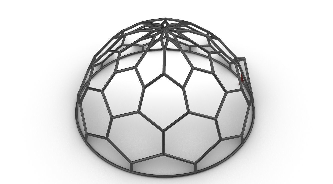 Hexagonal Dome structure Wireframe with Entry 3D model_74