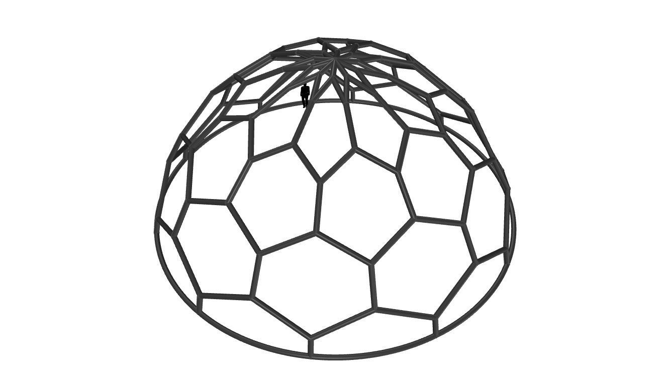 Hexagonal Dome structure Wireframe with Entry 3D model_41