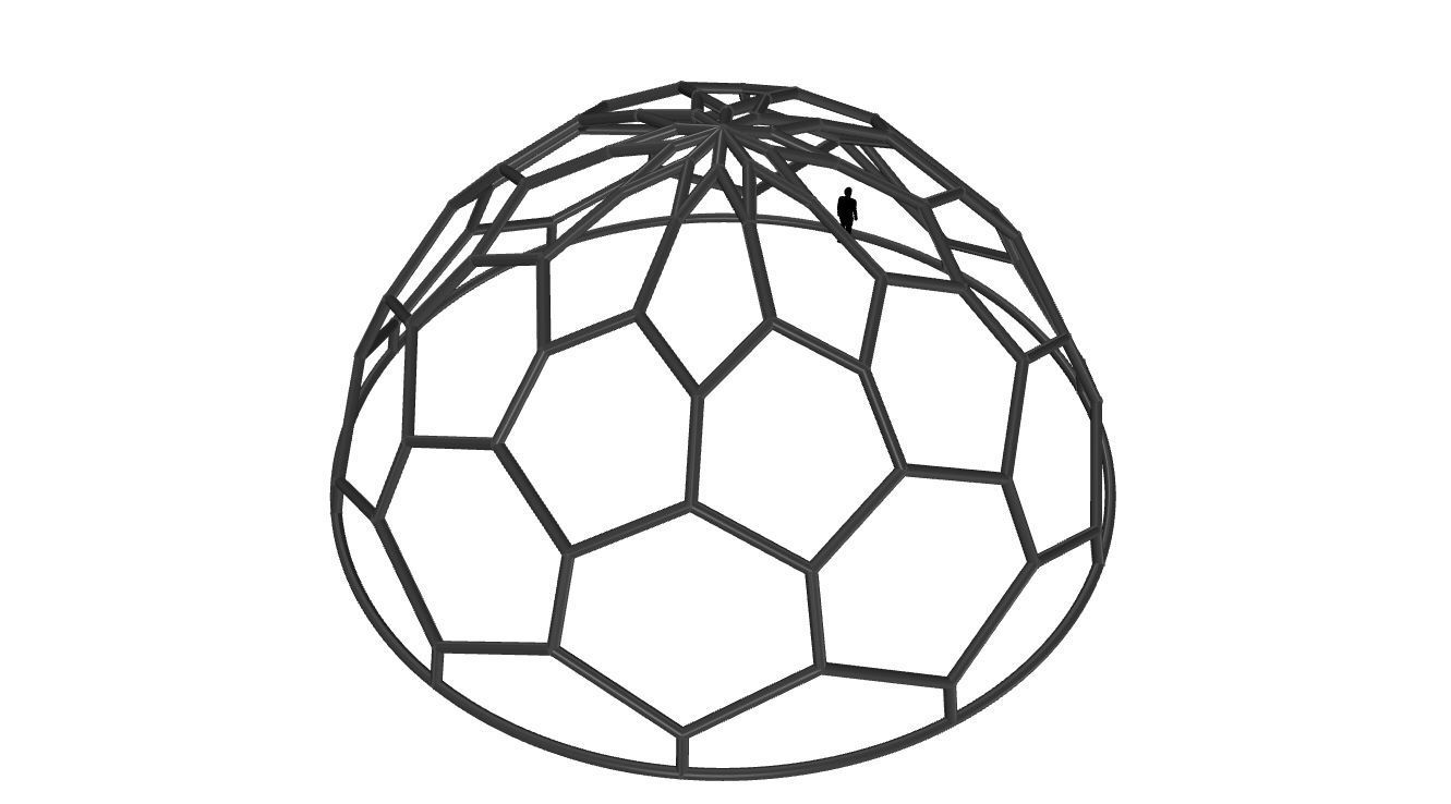 Hexagonal Dome structure Wireframe with Entry 3D model_115