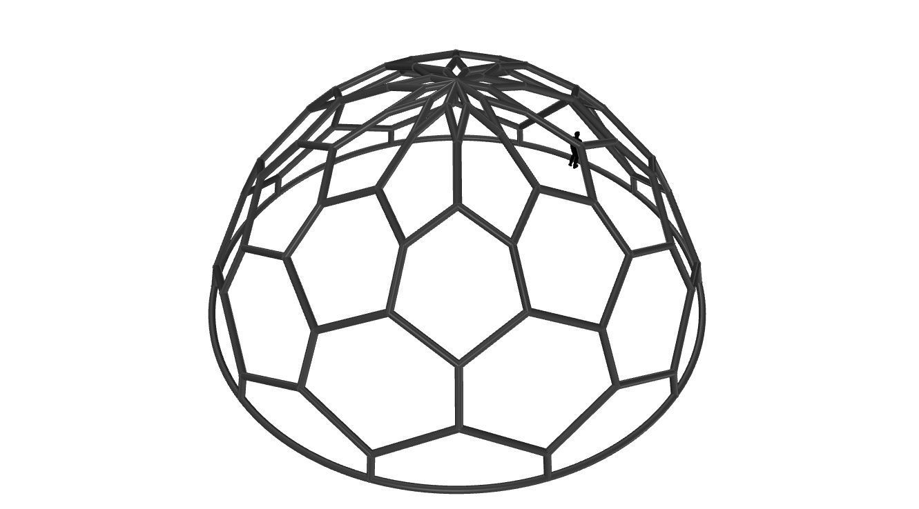 Hexagonal Dome structure Wireframe with Entry 3D model_59