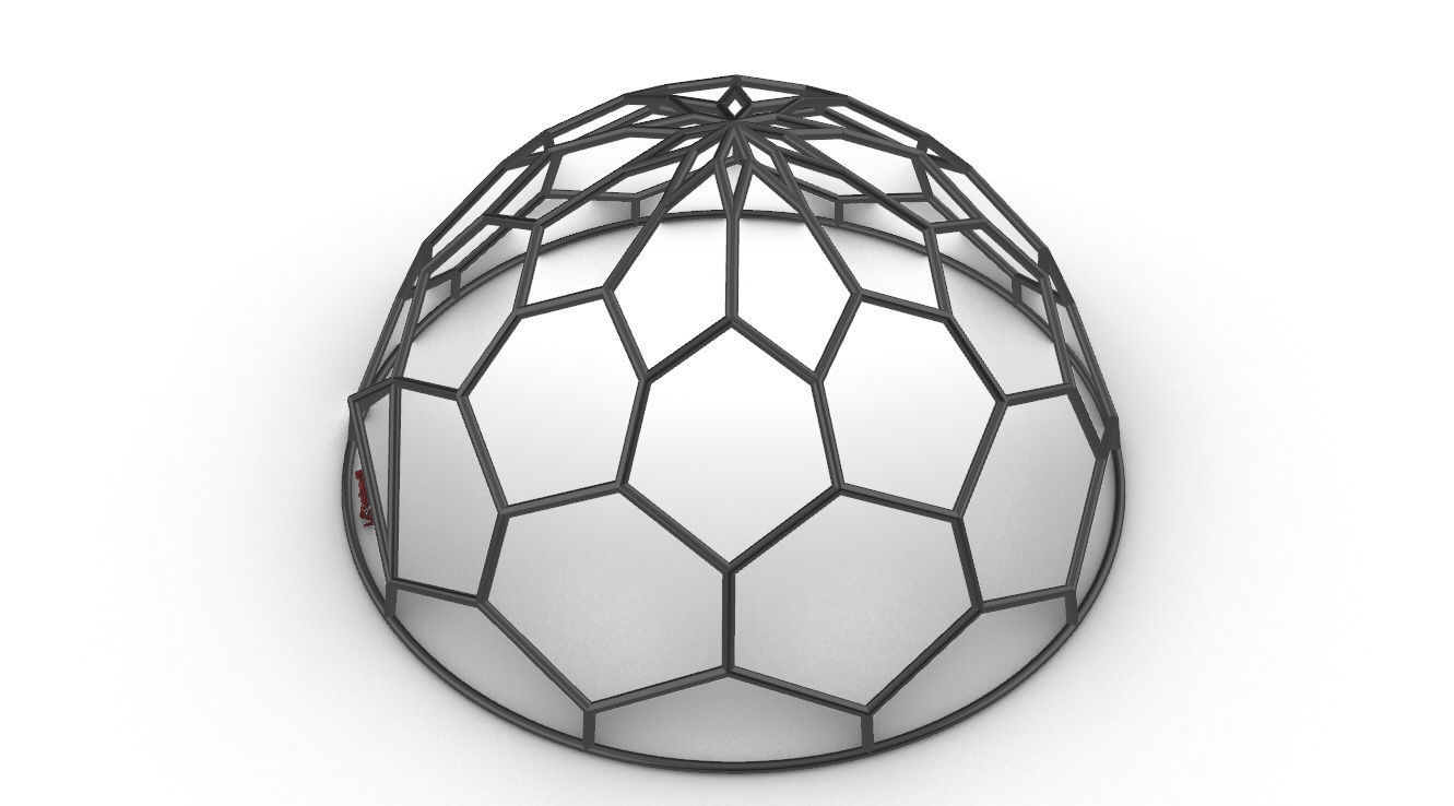 Hexagonal Dome structure Wireframe with Entry 3D model_81