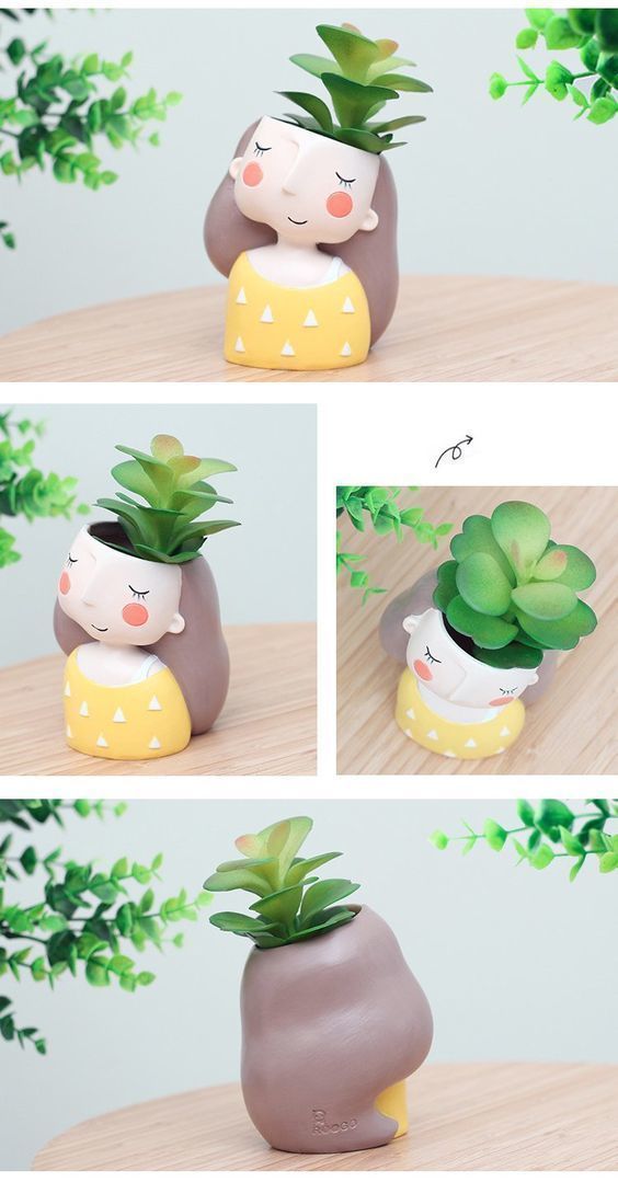 Pack combo Cute girls planter for 3D printing 3D print model_5