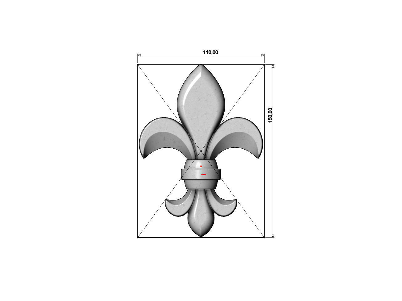 Lys flower relief Heraldic lily onlay 3D print model_10
