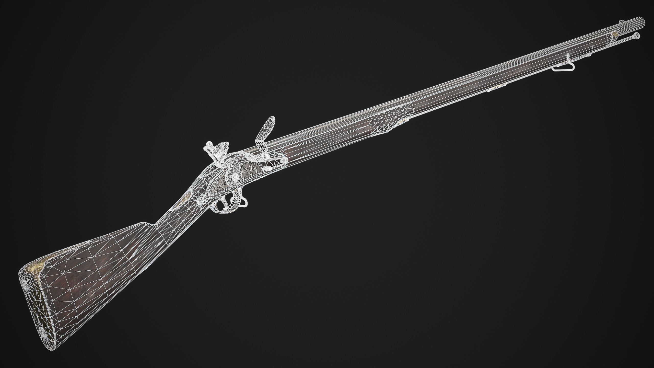 PBR Brown Bess Musket Low-poly 3D model_5