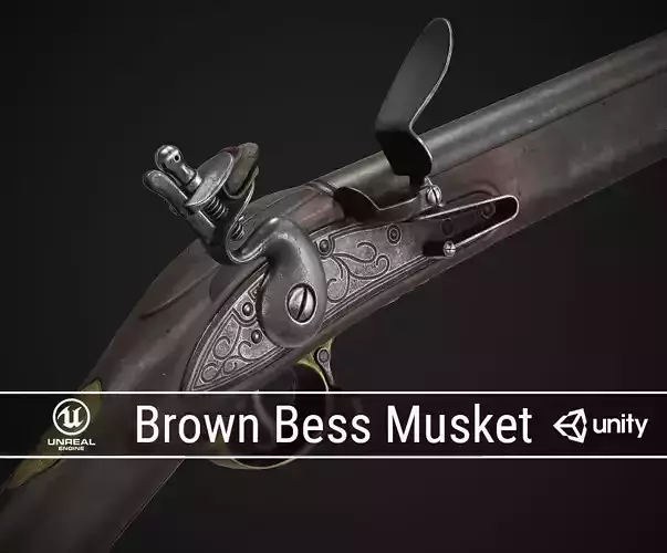 PBR Brown Bess Musket Low-poly 3D model