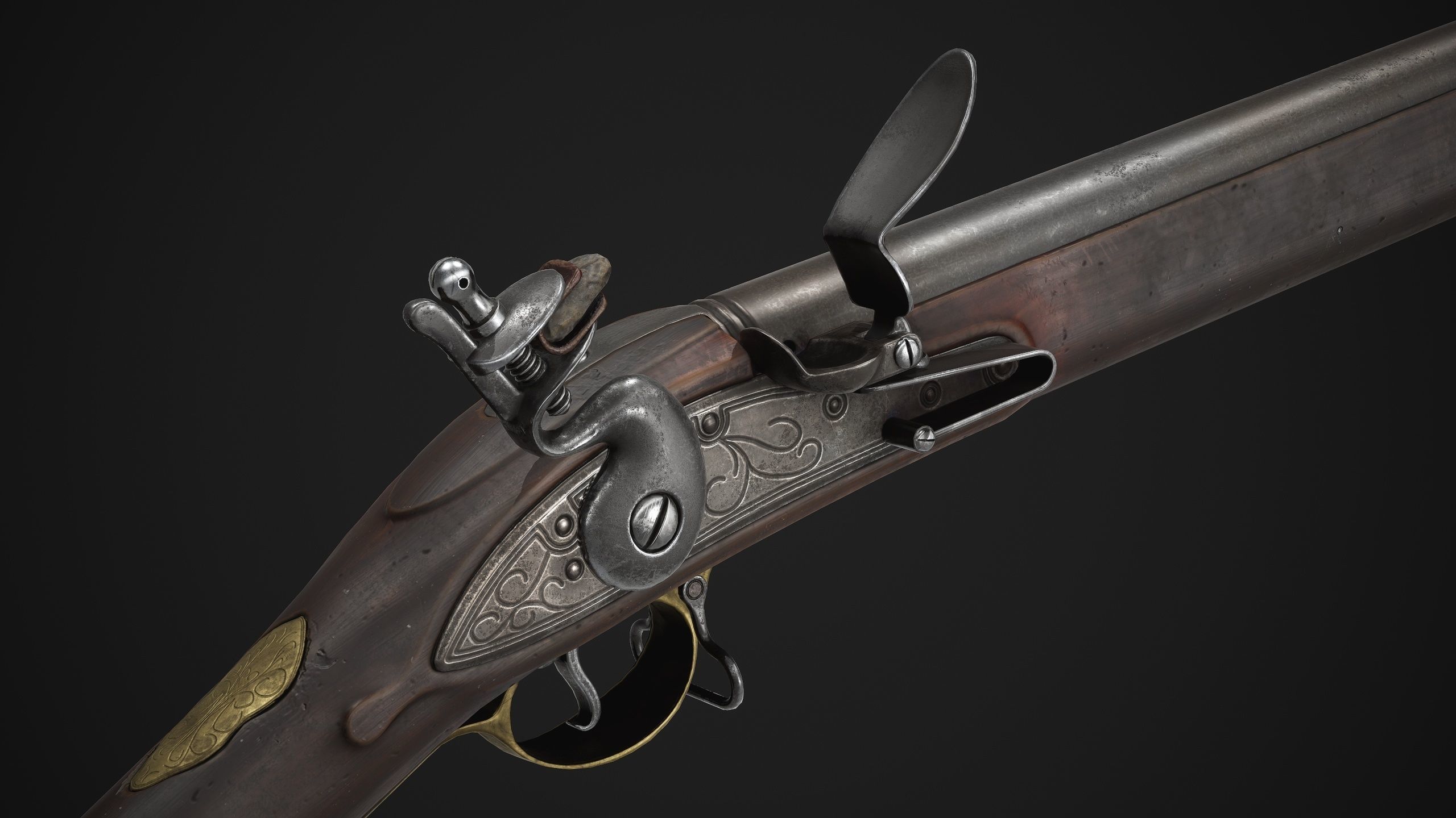 PBR Brown Bess Musket Low-poly 3D model_1