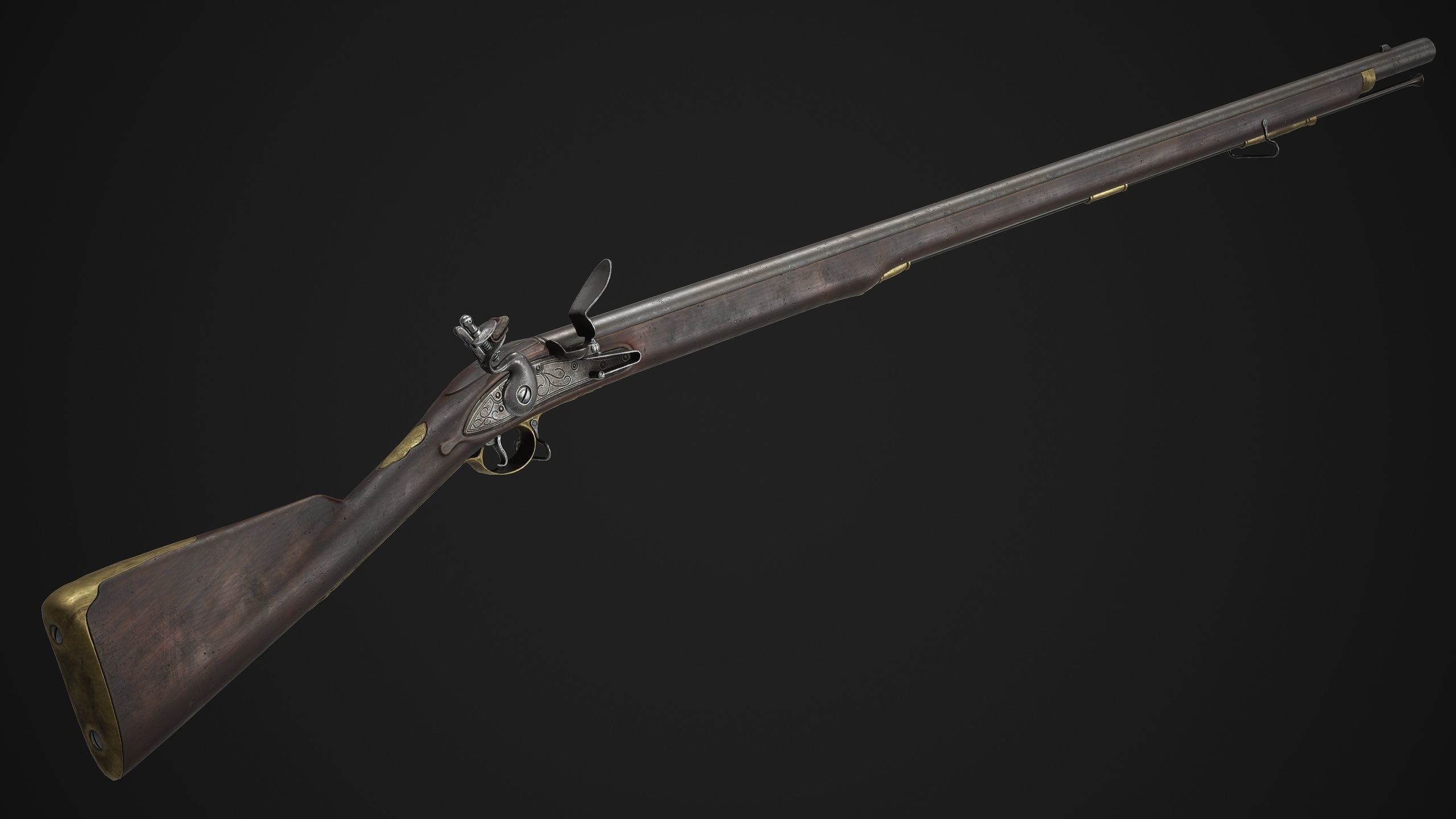 PBR Brown Bess Musket Low-poly 3D model_3