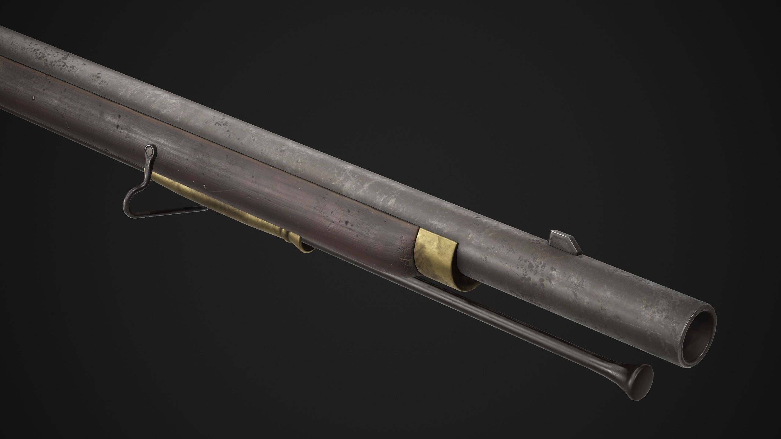 PBR Brown Bess Musket Low-poly 3D model_4