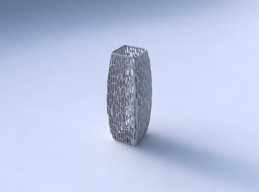 Vase rectangle with organic lattice and twisted thickness 3D print model_3