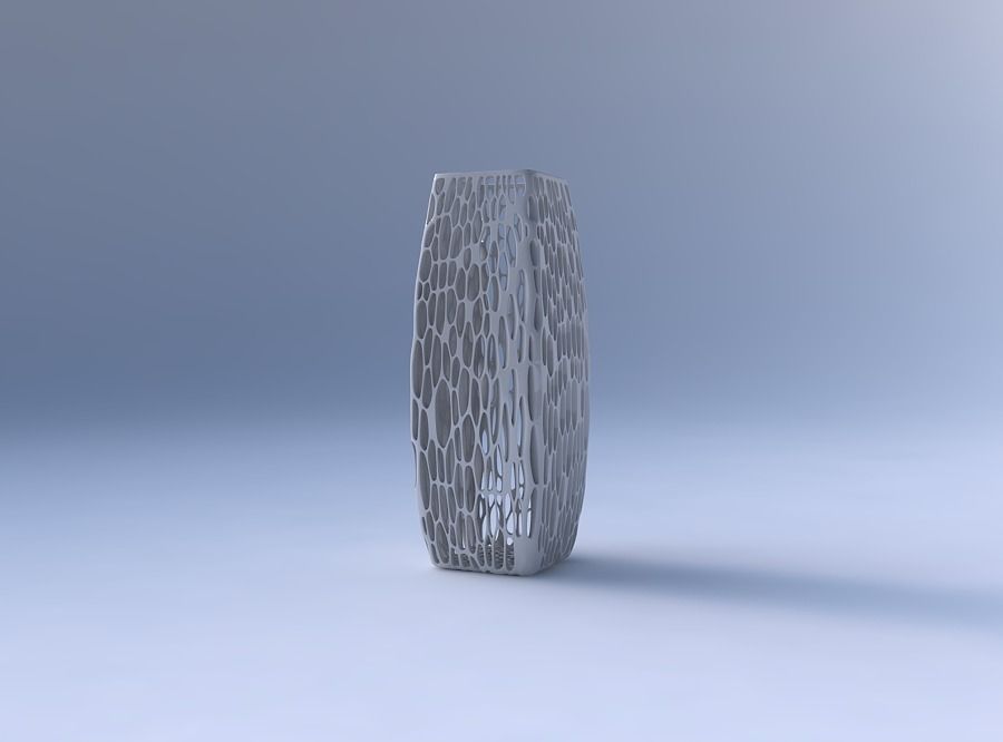 Vase rectangle with organic lattice and twisted thickness 3D print model_4