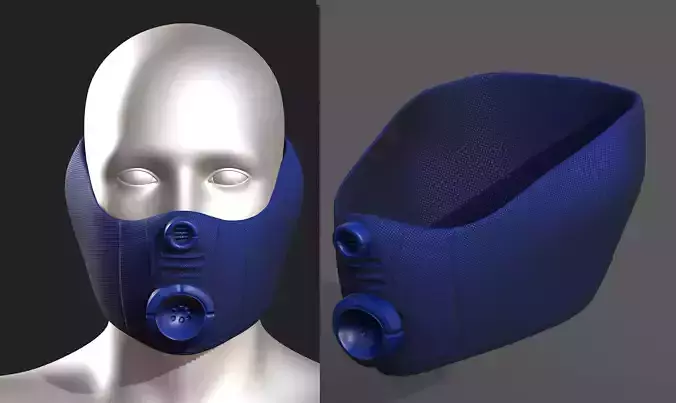 Gas mask helmet 3d model scifi Low-poly 
