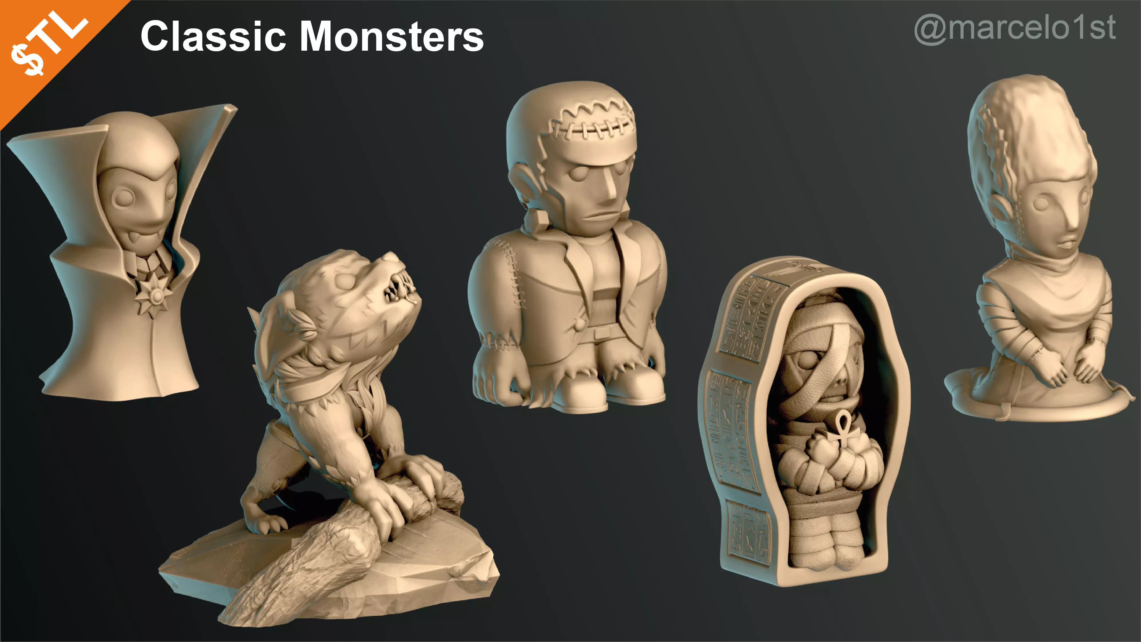 Classic Monsters - Halloween Decoration 3D print model_0
