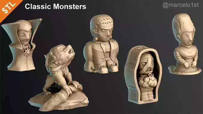 Classic Monsters - Halloween Decoration 3D print model