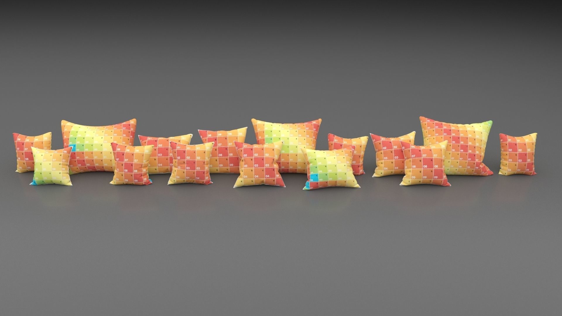 15 Pillows in one set 3D model_6