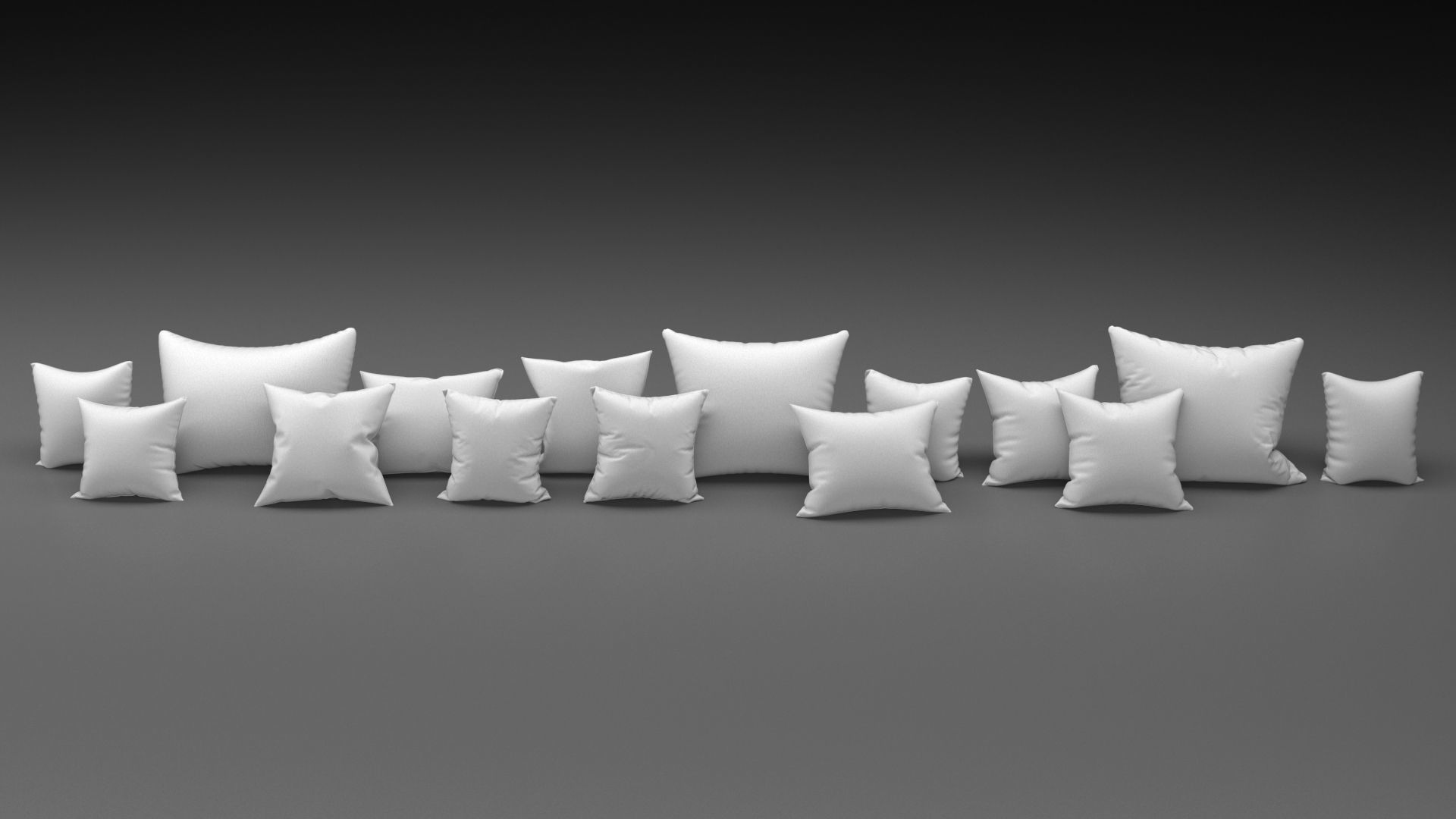 15 Pillows in one set 3D model_1