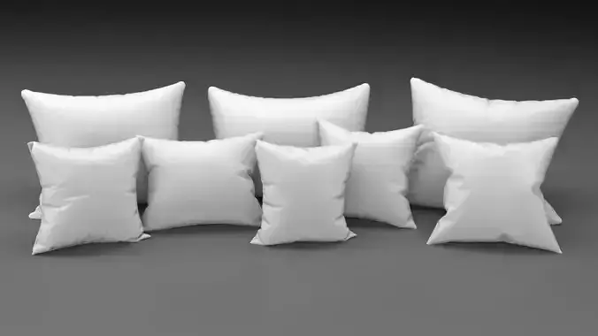 15 Pillows in one set 3D model