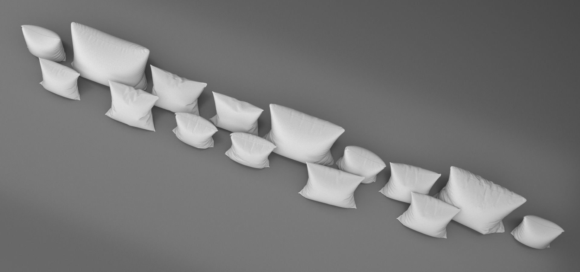 15 Pillows in one set 3D model_2