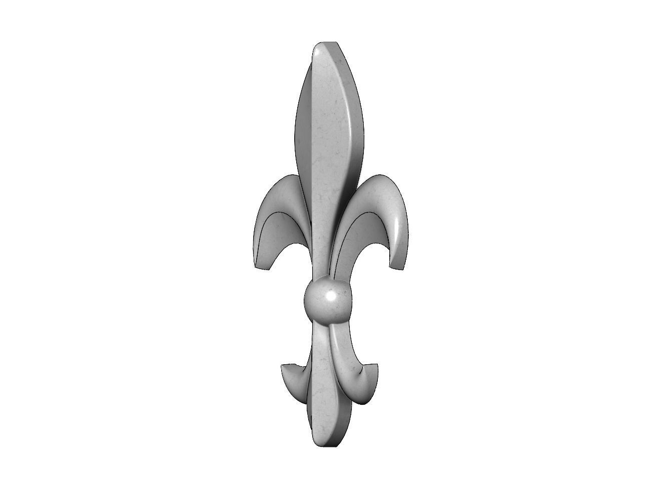 Heraldic lily relief for woodworking and plaster moldings 3D print model_5