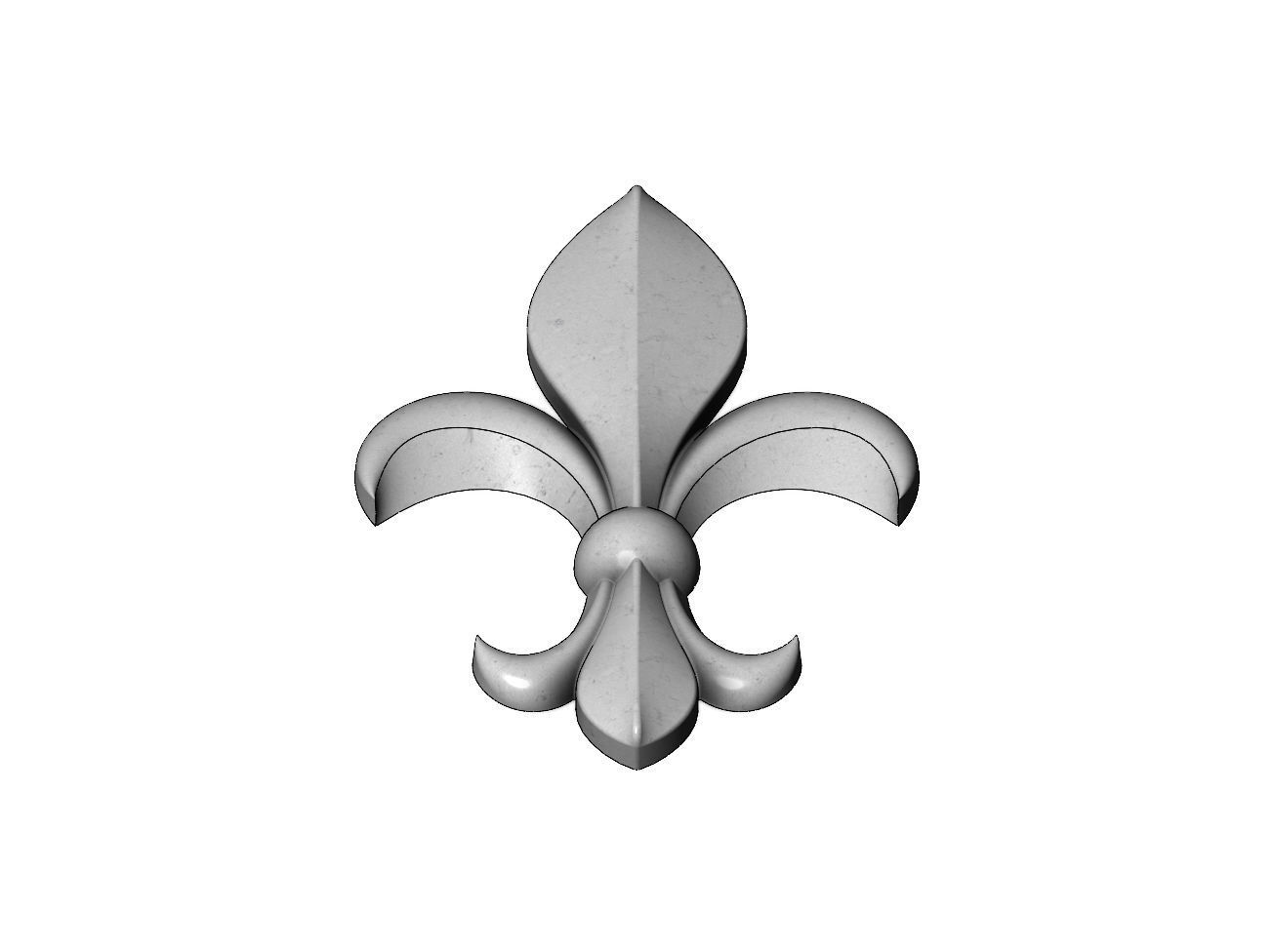 Heraldic lily relief for woodworking and plaster moldings 3D print model_3