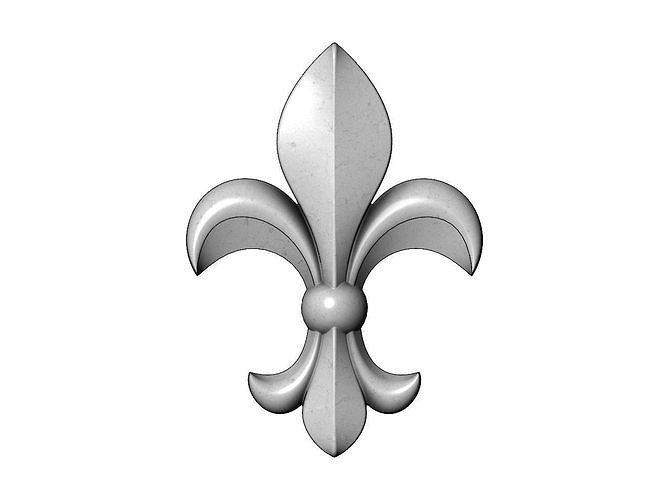 Heraldic lily relief for woodworking and plaster moldings 3D print model