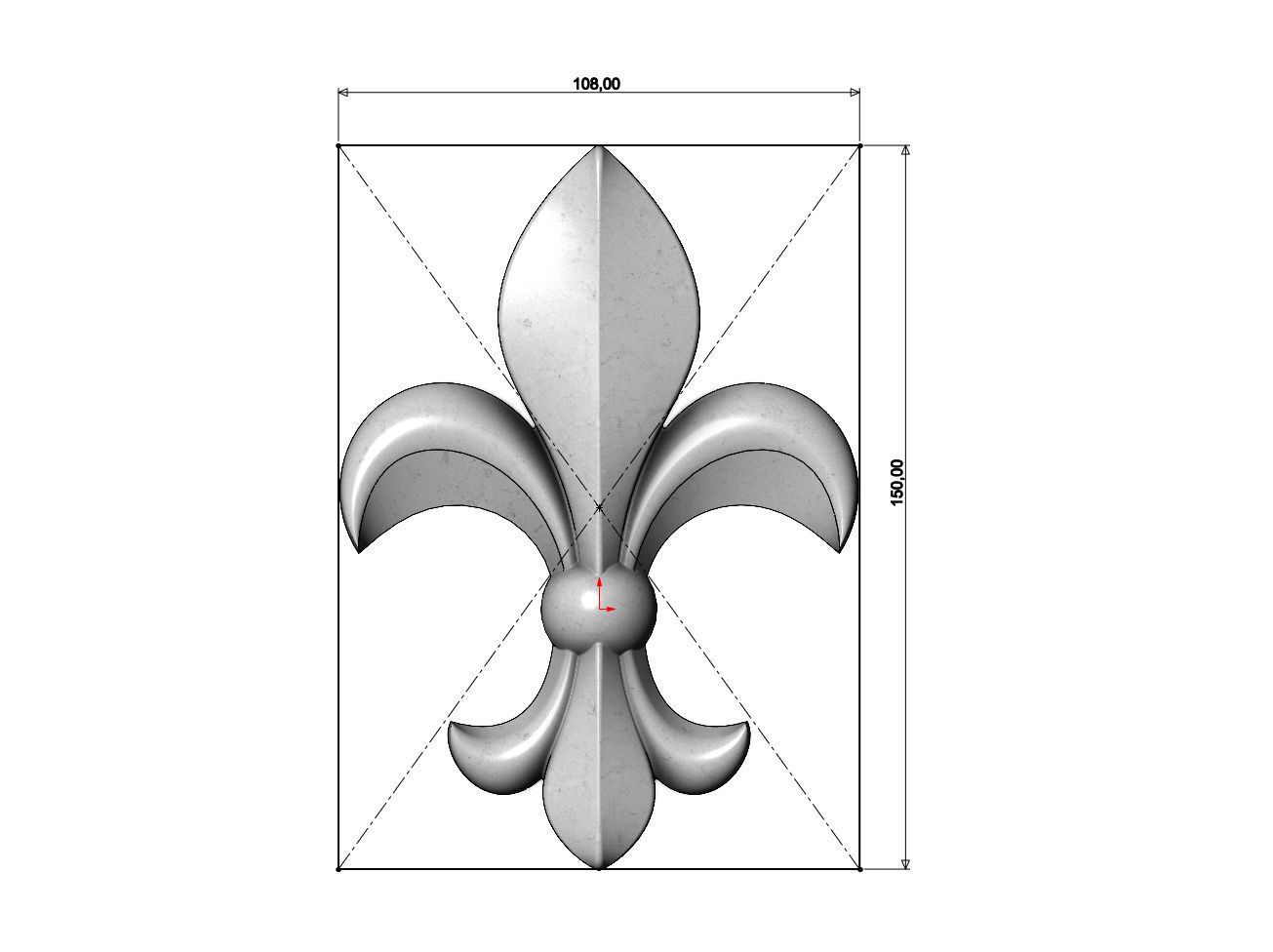 Heraldic lily relief for woodworking and plaster moldings 3D print model_9