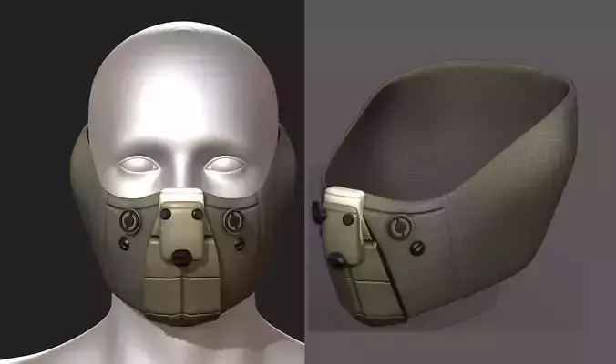 Gas mask helmet 3d model scifi Low-poly 