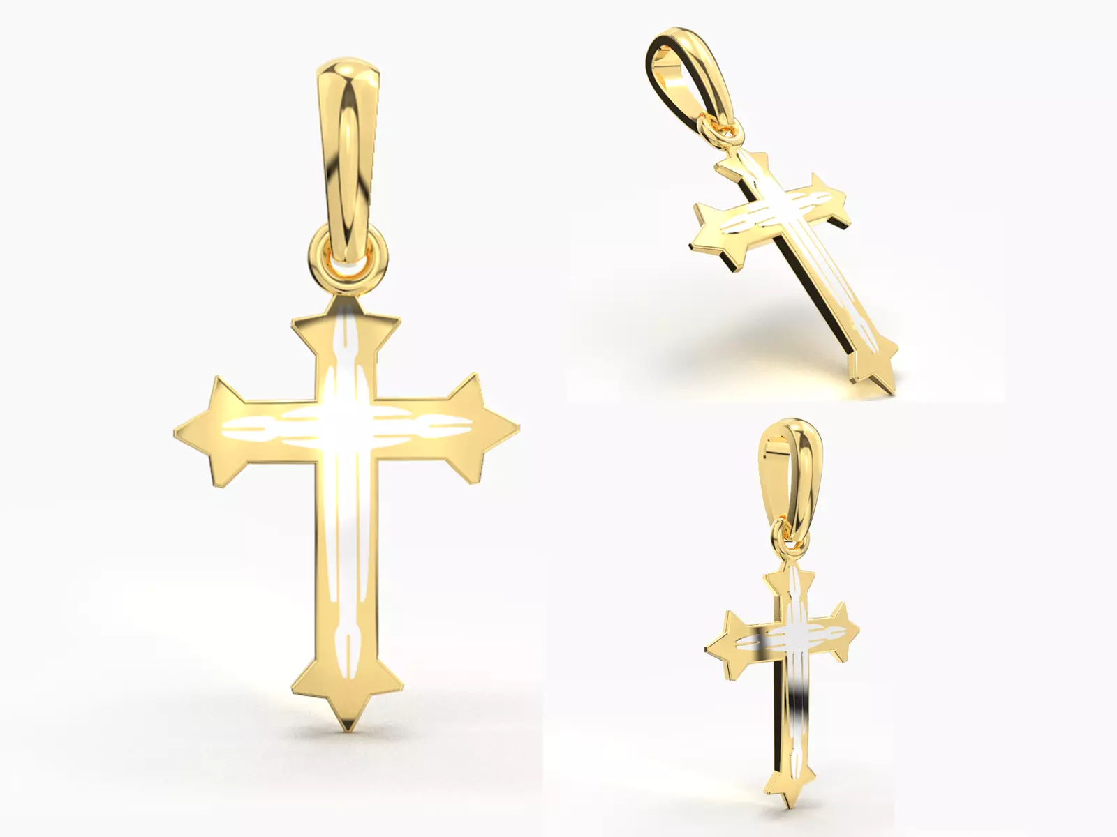 JESUS CROSS GOLD PENDANT 3D print model_0
