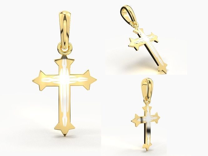JESUS CROSS GOLD PENDANT 3D print model
