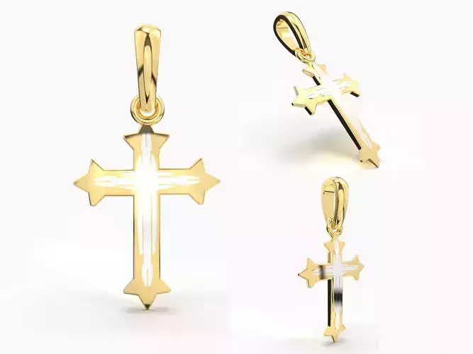 JESUS CROSS GOLD PENDANT 3D print model