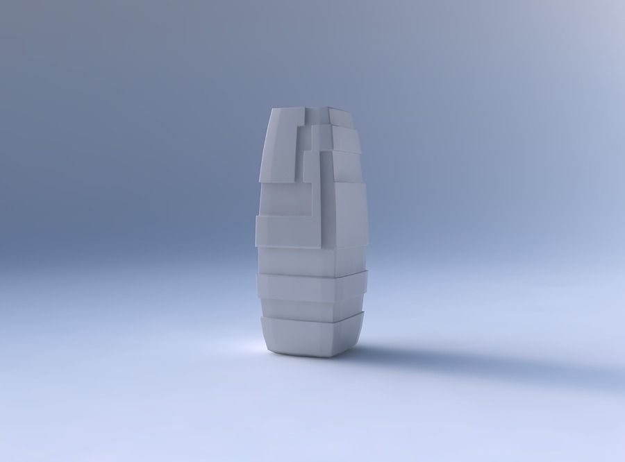 Vase rectangle with sharp ribbons 3D print model_4