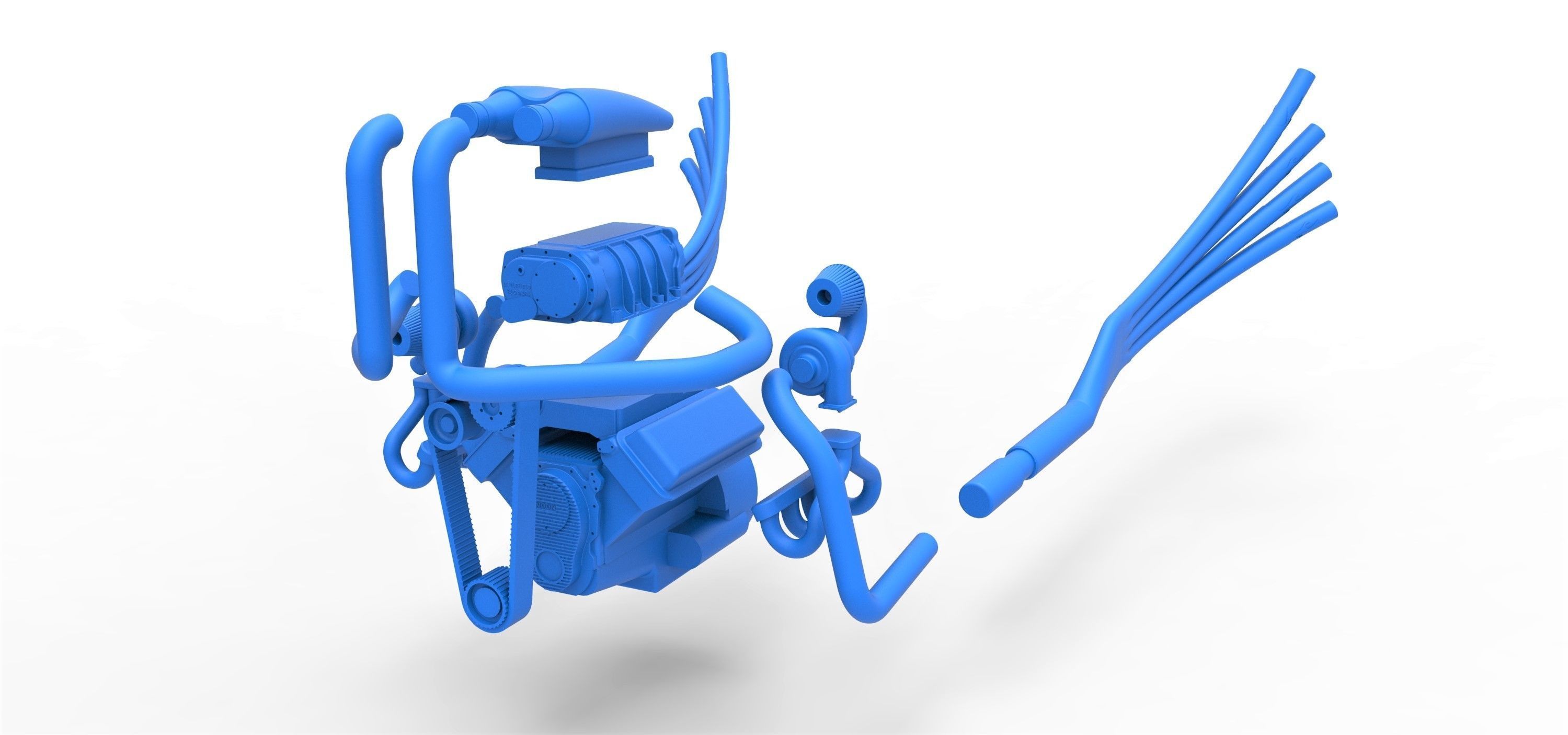 Turbo Engine V8 from Nux car Scale 1 to 25 3D print model_13