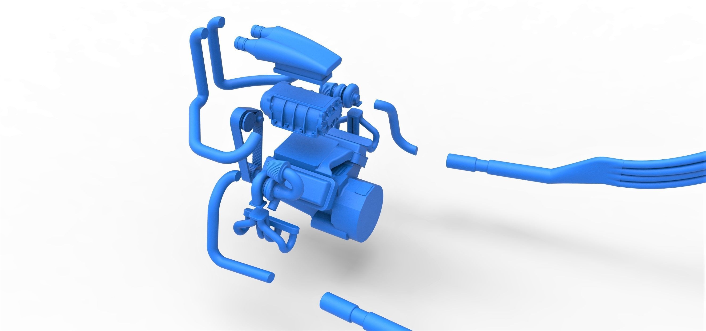 Turbo Engine V8 from Nux car Scale 1 to 25 3D print model_15
