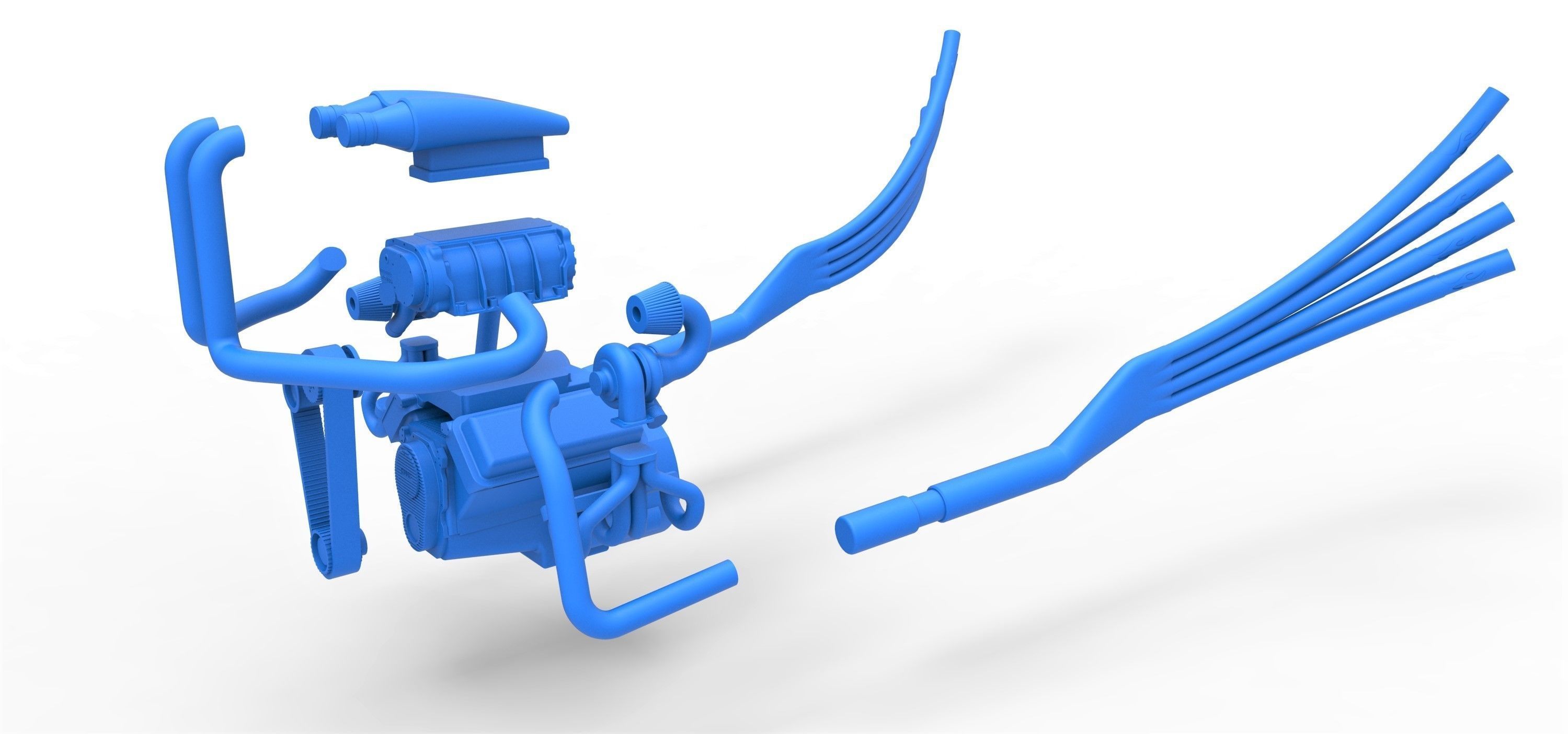 Turbo Engine V8 from Nux car Scale 1 to 25 3D print model_11