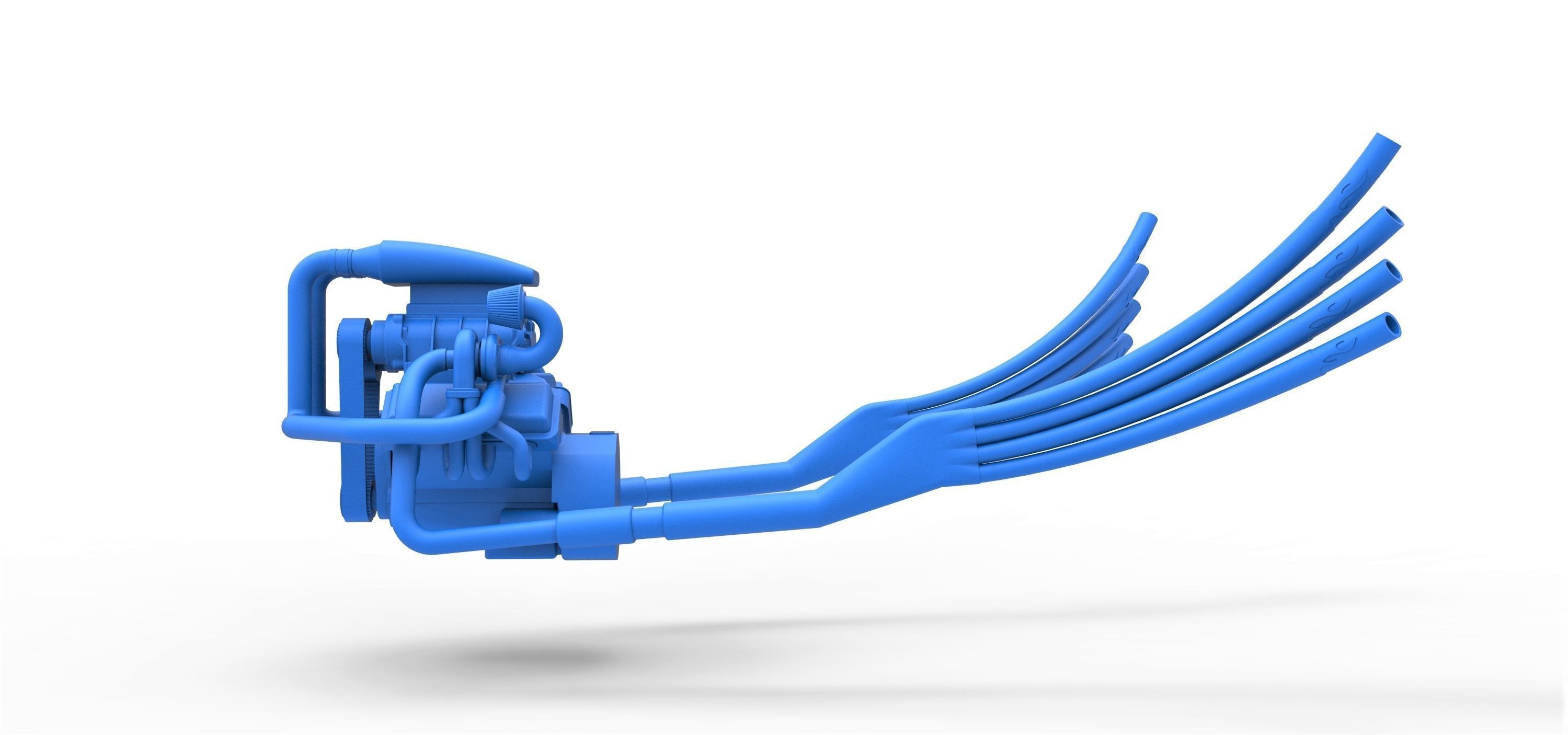 Turbo Engine V8 from Nux car Scale 1 to 25 3D print model_4