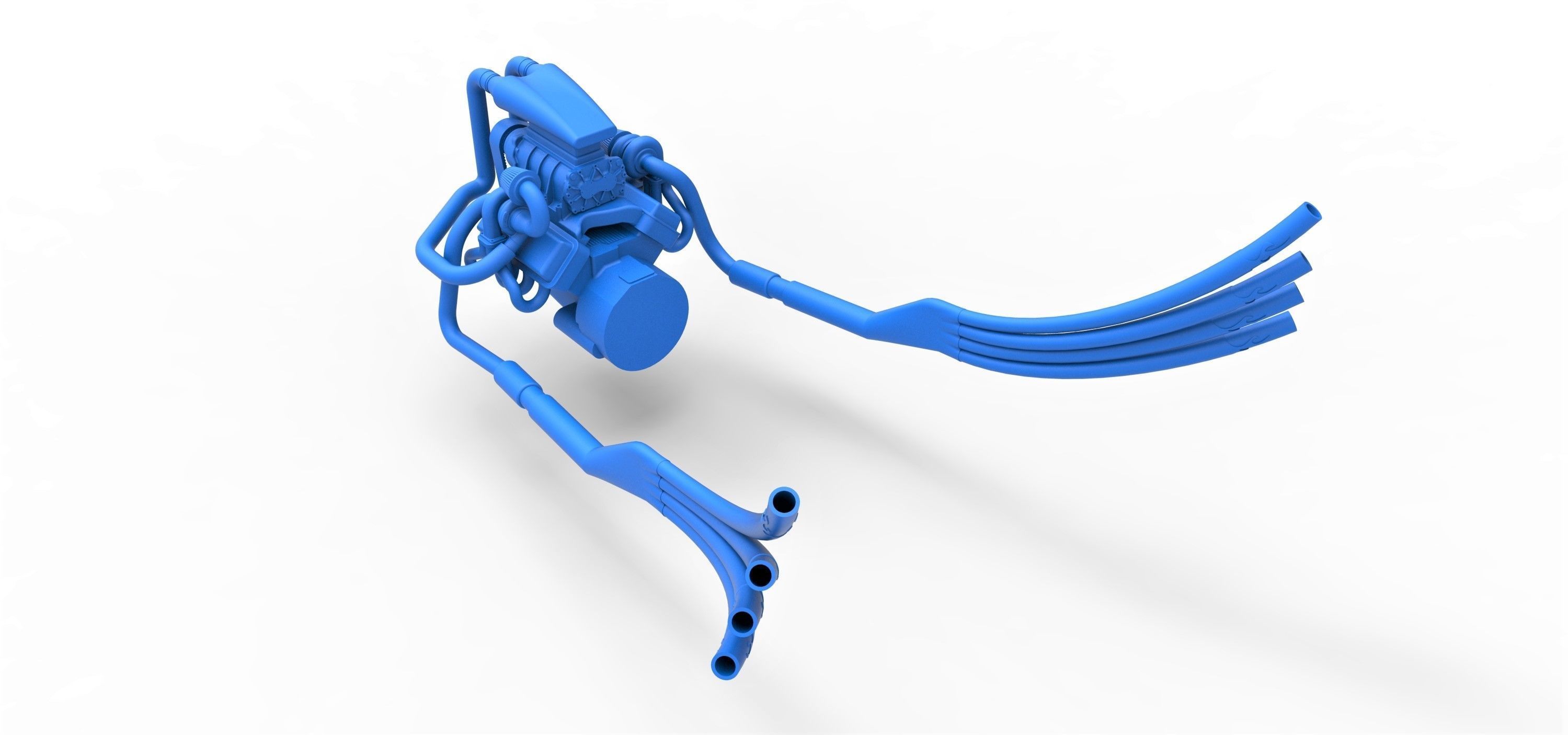 Turbo Engine V8 from Nux car Scale 1 to 25 3D print model_7