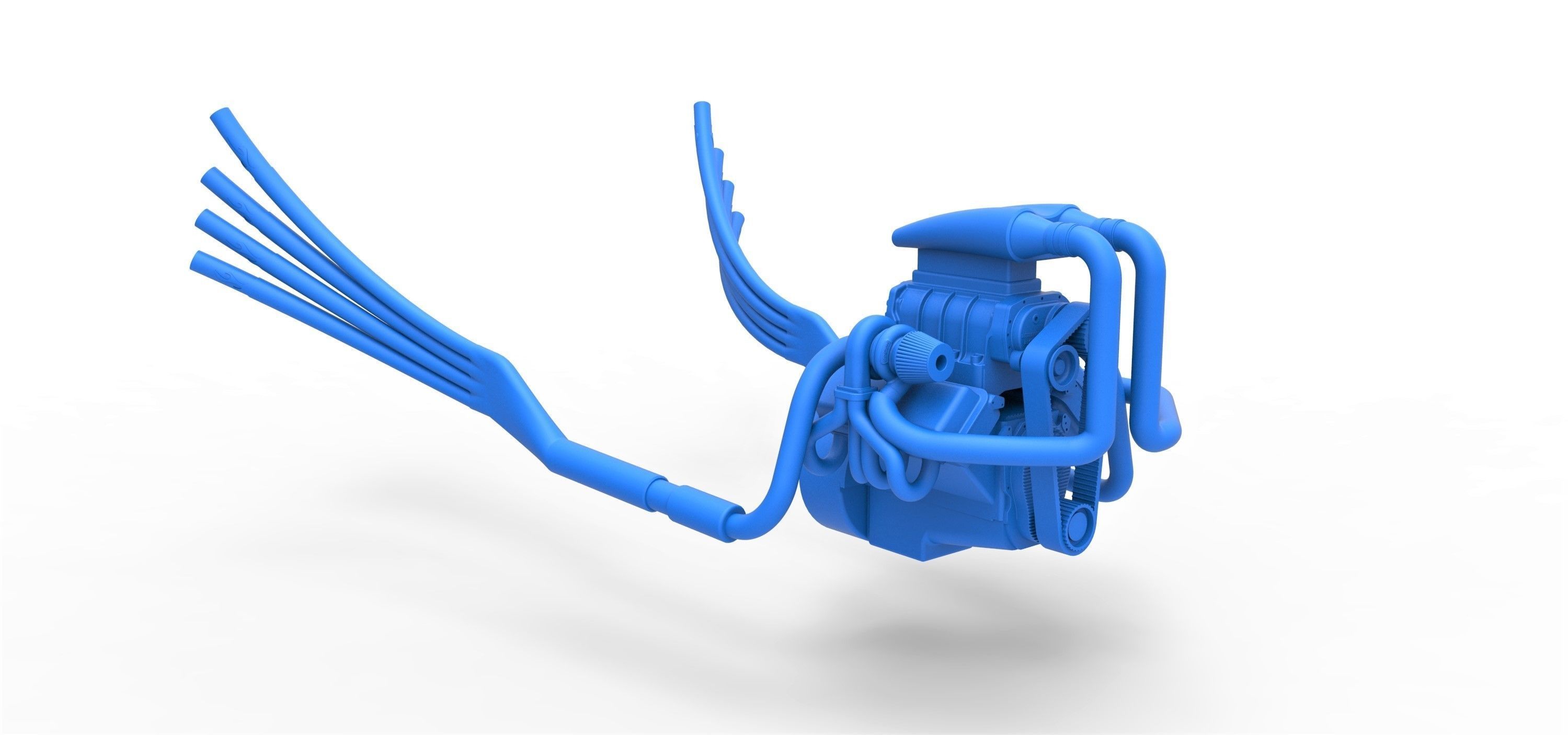 Turbo Engine V8 from Nux car Scale 1 to 25 3D print model_10