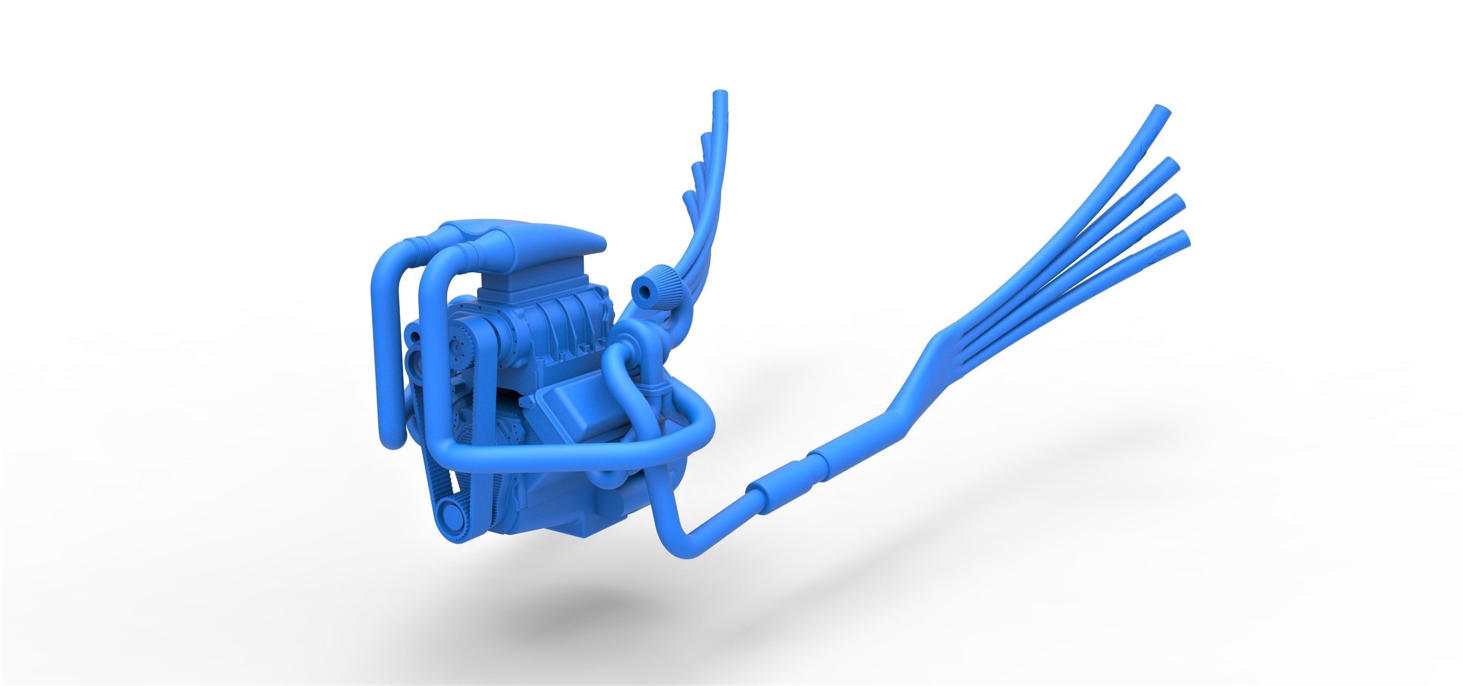 Turbo Engine V8 from Nux car Scale 1 to 25 3D print model_2