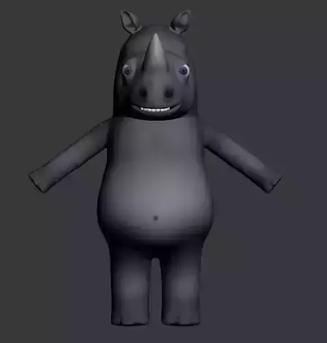 cartoon Rhino Low-poly 3D model
