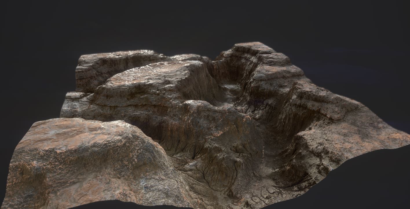 PBR Detailed Canyon Valley Landscape Low-poly 3D model Low-poly 3D model_1