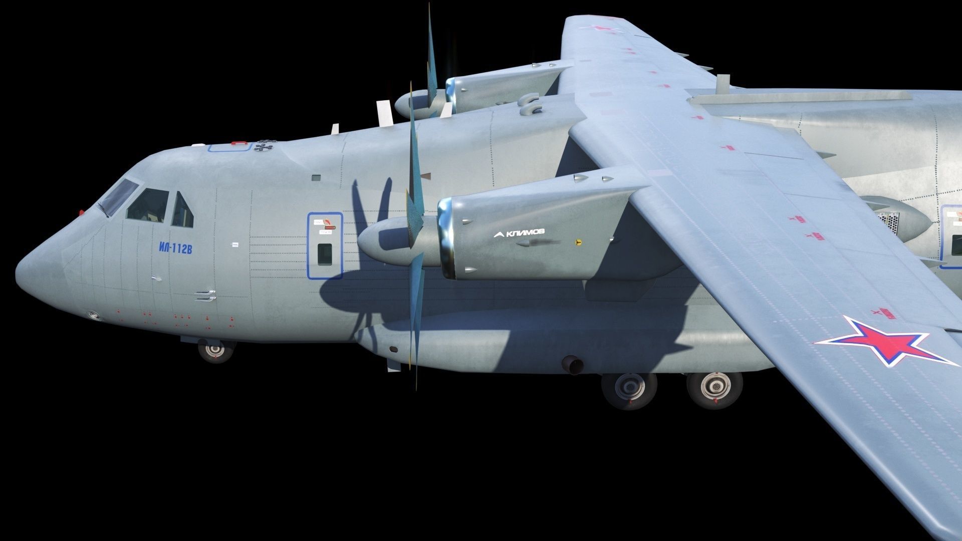 IL-112 military transport aircraft Low-poly 3D model_10