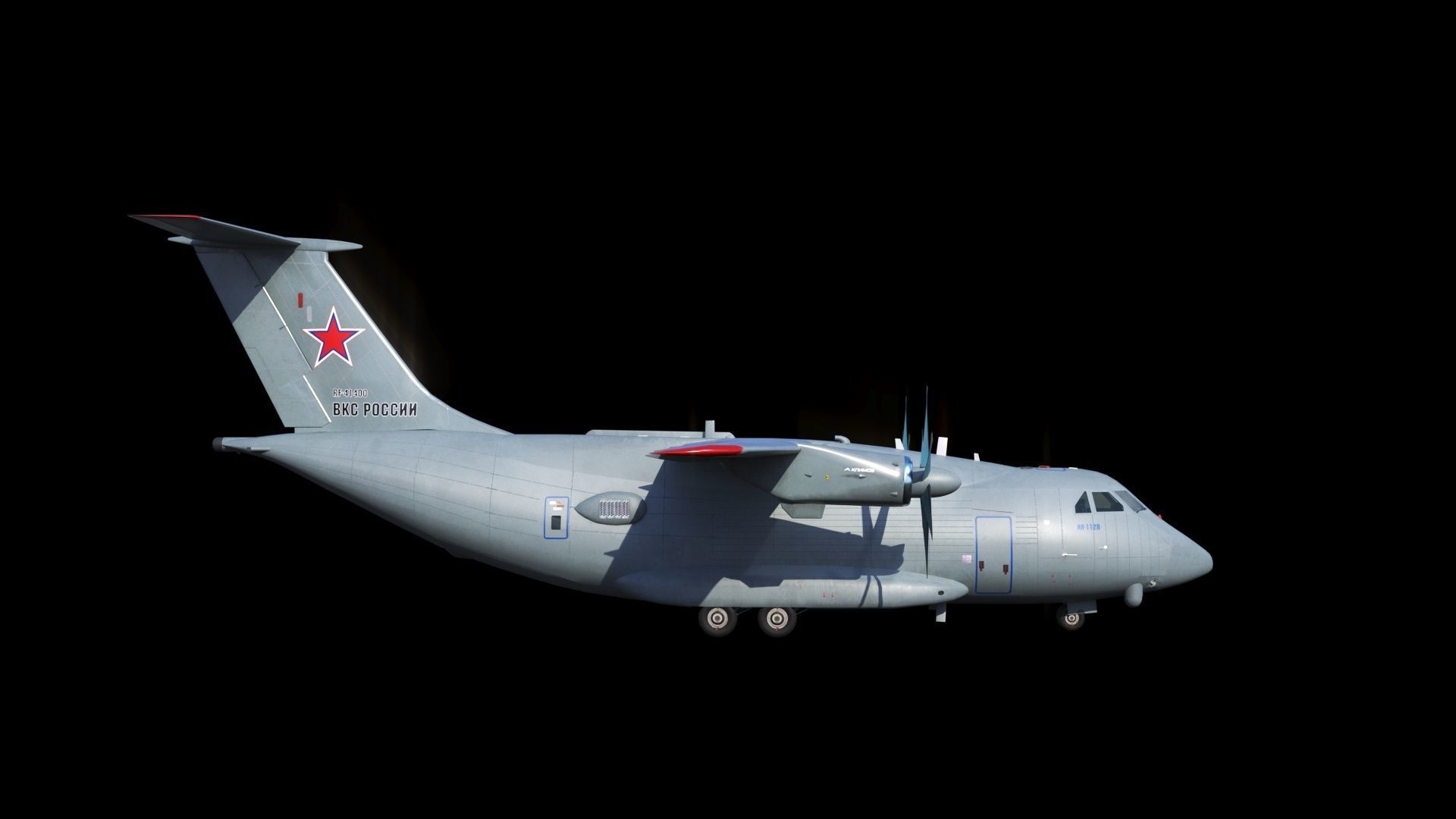 IL-112 military transport aircraft Low-poly 3D model_4
