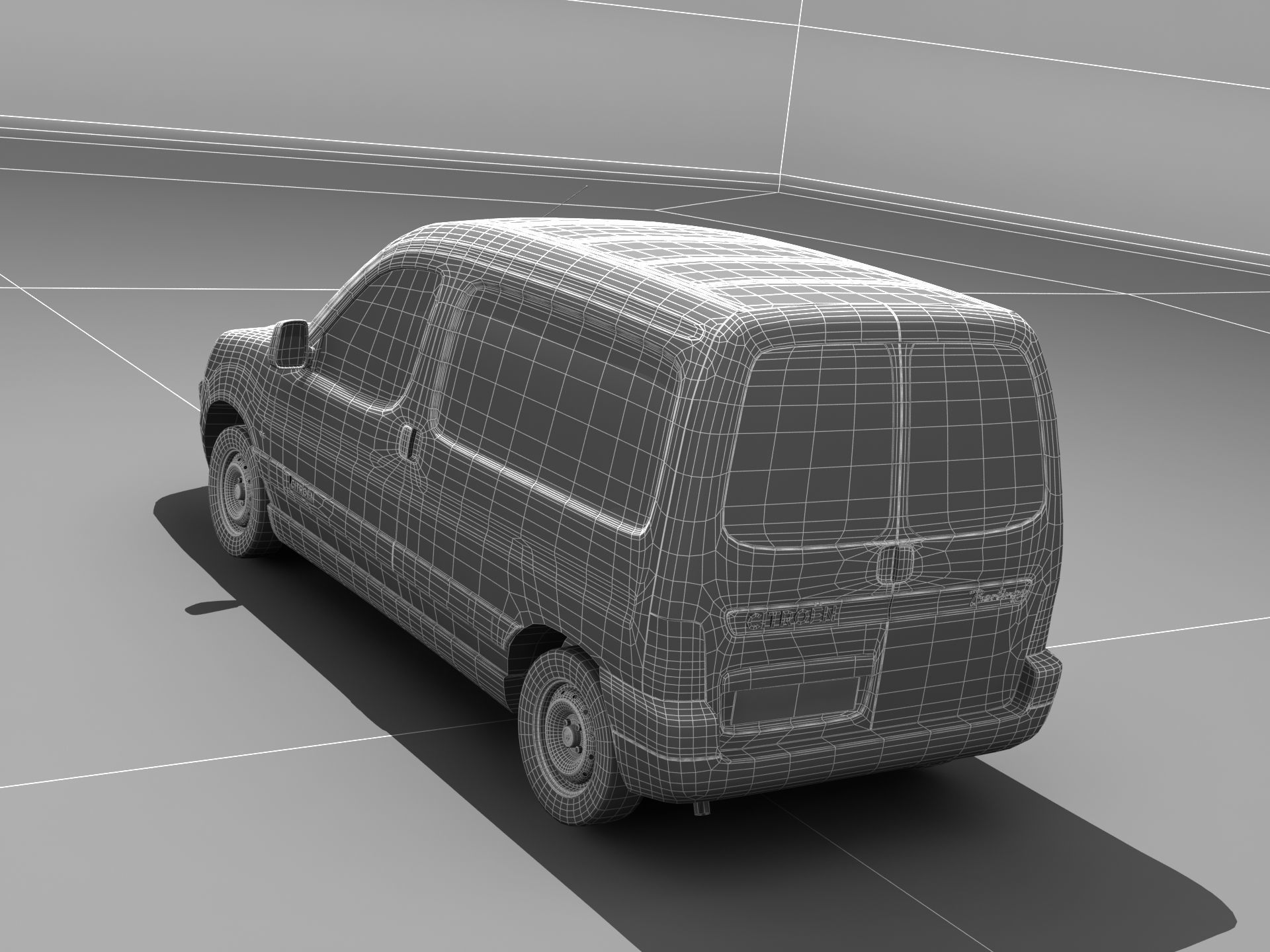 Citroen Berlingo Panel Van Low-poly 3D model_25
