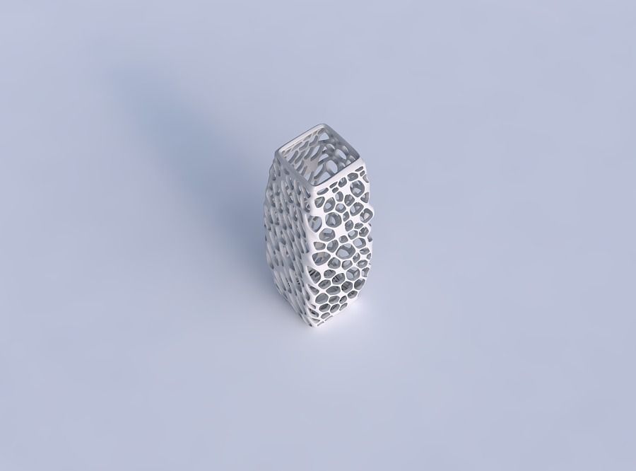 Vase rectangle with twisted dense organic lattice 3D print model_1